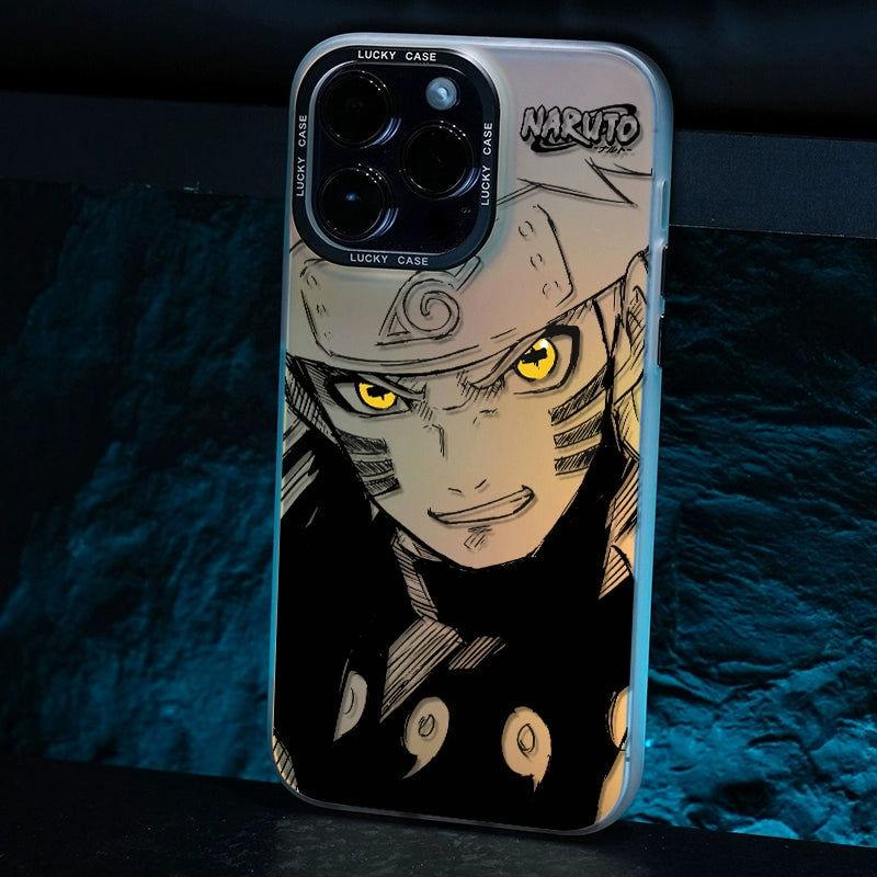 Funda para teléfono con diseño de anime Naruto con efecto láser degradado