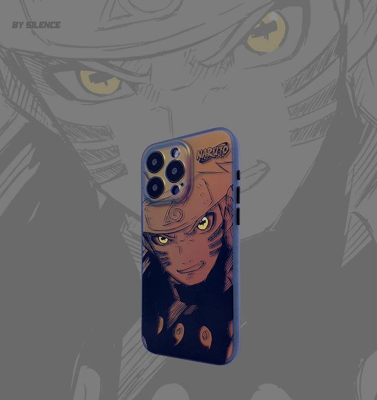 Funda para teléfono con diseño de anime Naruto con efecto láser degradado