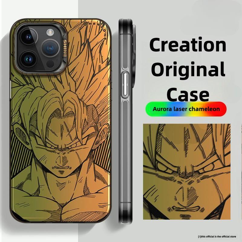 Funda para teléfono con láser de Dragon Ball Saiyan Goku Vegeta