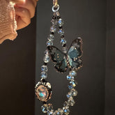 New Butterfly Beaded Pendant Crystal Handmade Lanyard Flash Phone Straps - HelloAnimeCases