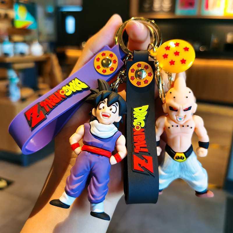 Llavero con forma de muñeco tridimensional de Dragon Ball de Sun Goku, colgante de PVC epoxi para coche, bolsa