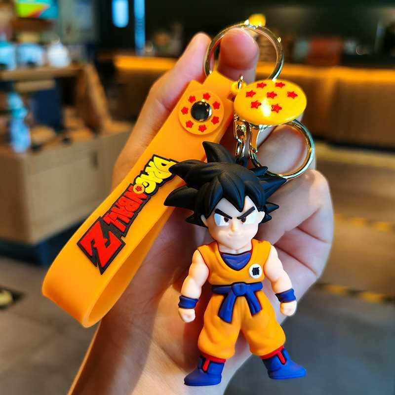 Llavero con forma de muñeco tridimensional de Dragon Ball de Sun Goku, colgante de PVC epoxi para coche, bolsa