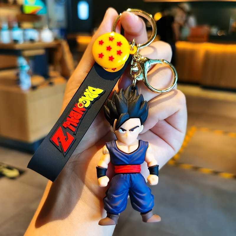 Llavero con forma de muñeco tridimensional de Dragon Ball de Sun Goku, colgante de PVC epoxi para coche, bolsa