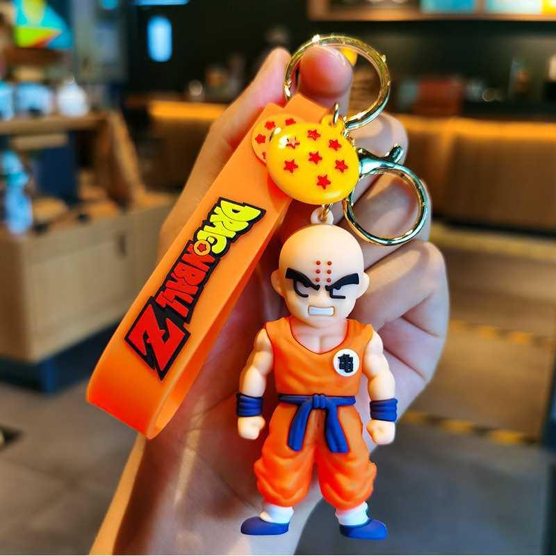 Llavero con forma de muñeco tridimensional de Dragon Ball de Sun Goku, colgante de PVC epoxi para coche, bolsa