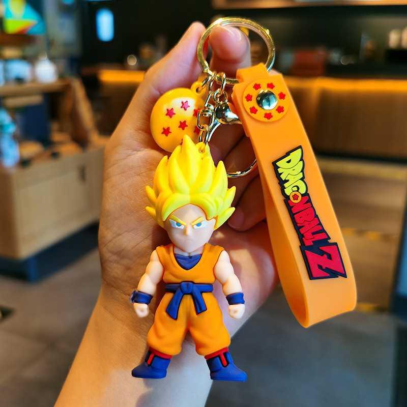 Llavero con forma de muñeco tridimensional de Dragon Ball de Sun Goku, colgante de PVC epoxi para coche, bolsa
