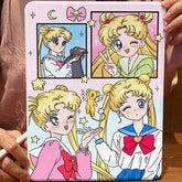 Funda protectora rosa para iPad de Apple con diseño de Sailor Moon