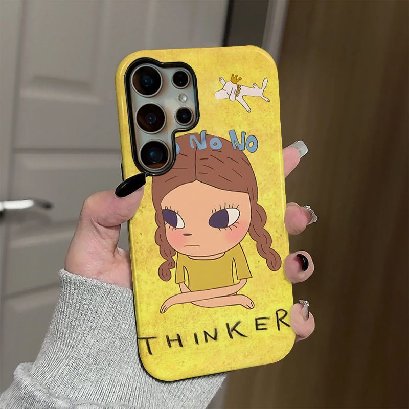 Cartoon Girl Double-layer Film Hard Case for Samsung Phones