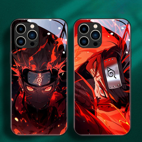 Funda de teléfono con cubierta de vidrio brillante de Naruto Hokage Flash