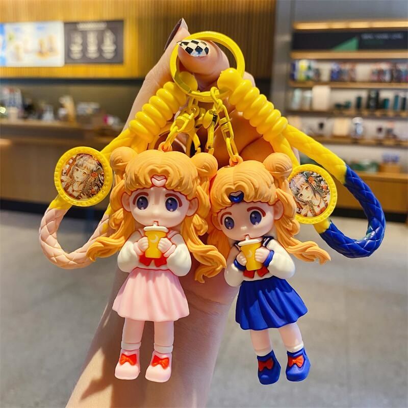 Cute Sailor Moon Phone Case Keychain Female Delicate Key Chain Pendant Car Key School Bag Pendant Gift