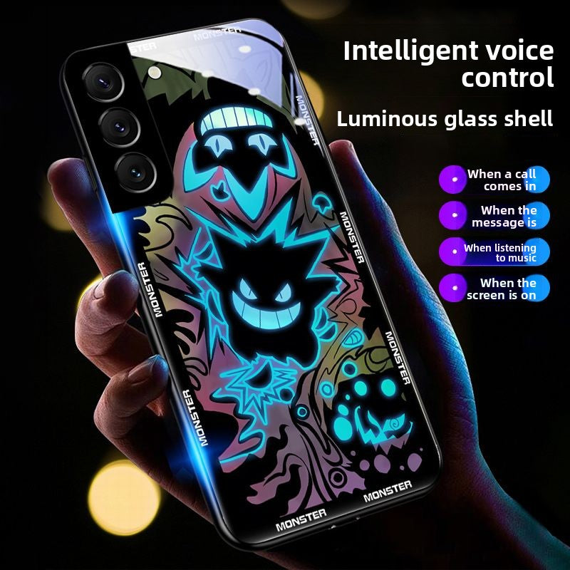 Pokemon Gengar LED Light Up Luminous Glass Shell for Samsung Phones