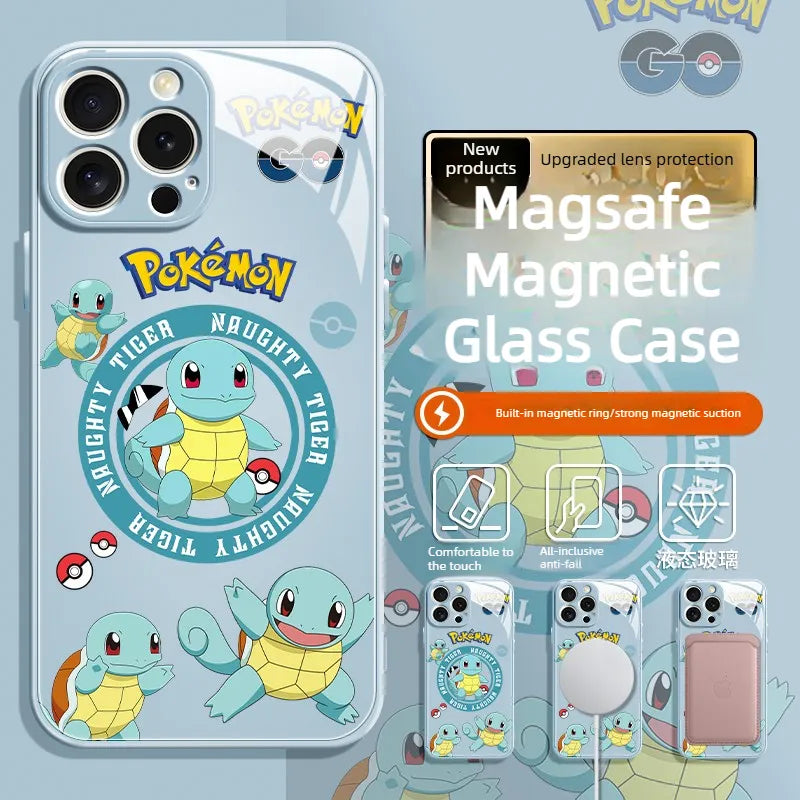 Pokemon Squirtle Glass Magsafe Magnetic Phone Case Cover For iPhone