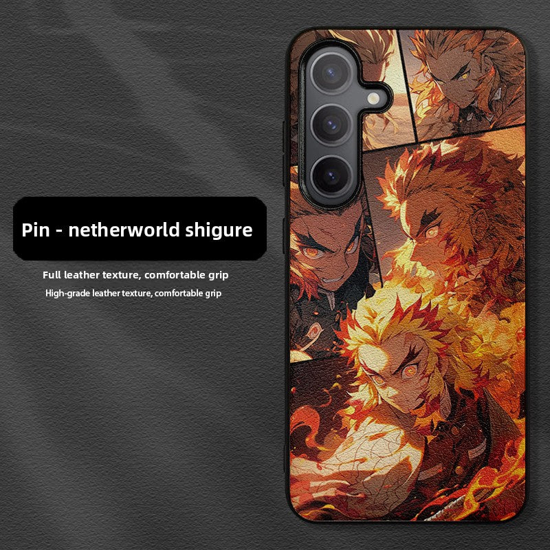 Demon Slayer Leather Texture Samsung Phone Case