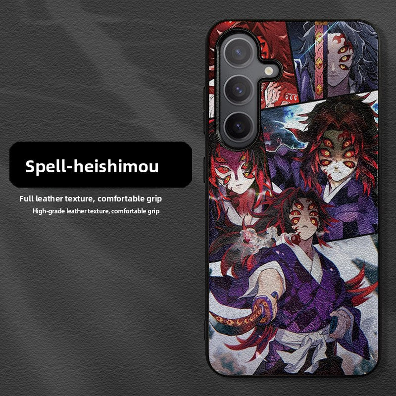 Demon Slayer Leather Texture Samsung Phone Case