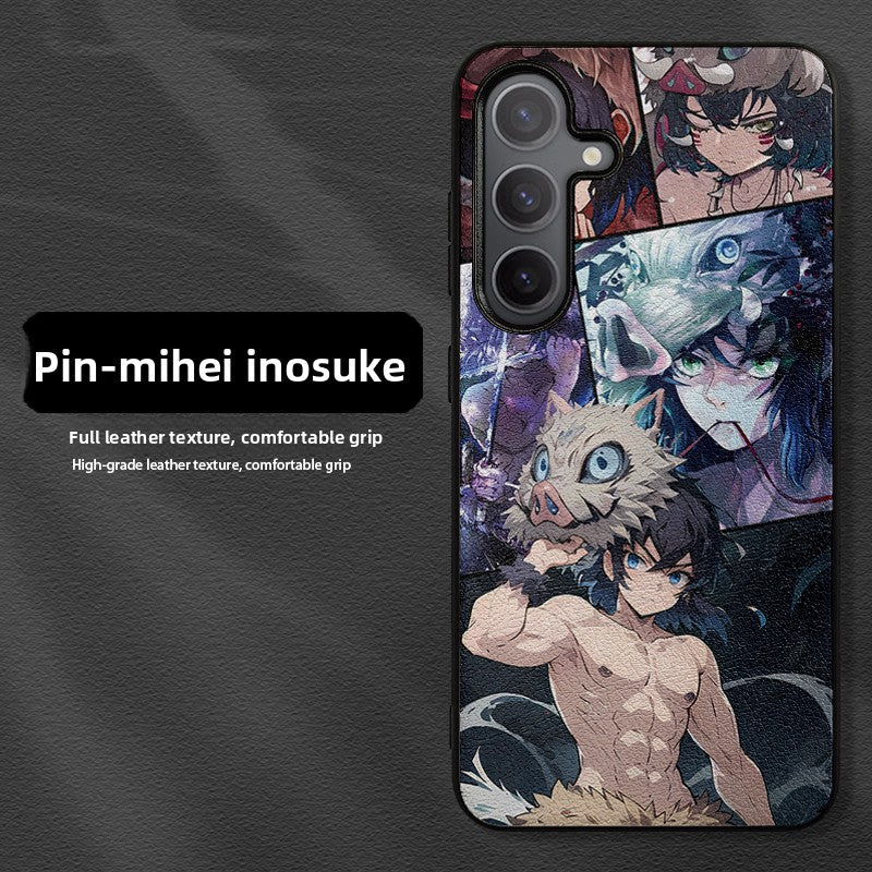 Demon Slayer Leather Texture Samsung Phone Case