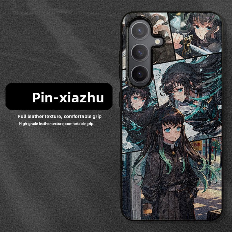 Demon Slayer Leather Texture Samsung Phone Case