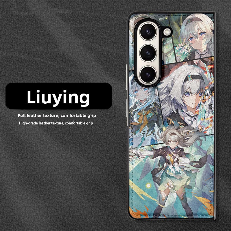 Honkai Leather Pattern Folding Screen Protective  Samsung Phone Case