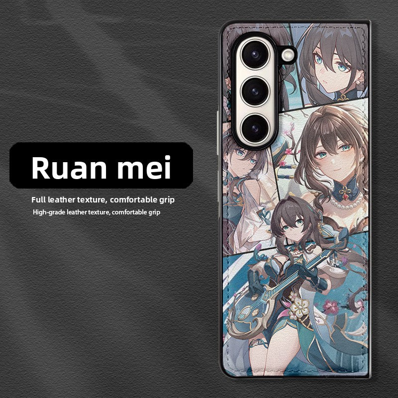 Honkai Leather Pattern Folding Screen Protective  Samsung Phone Case