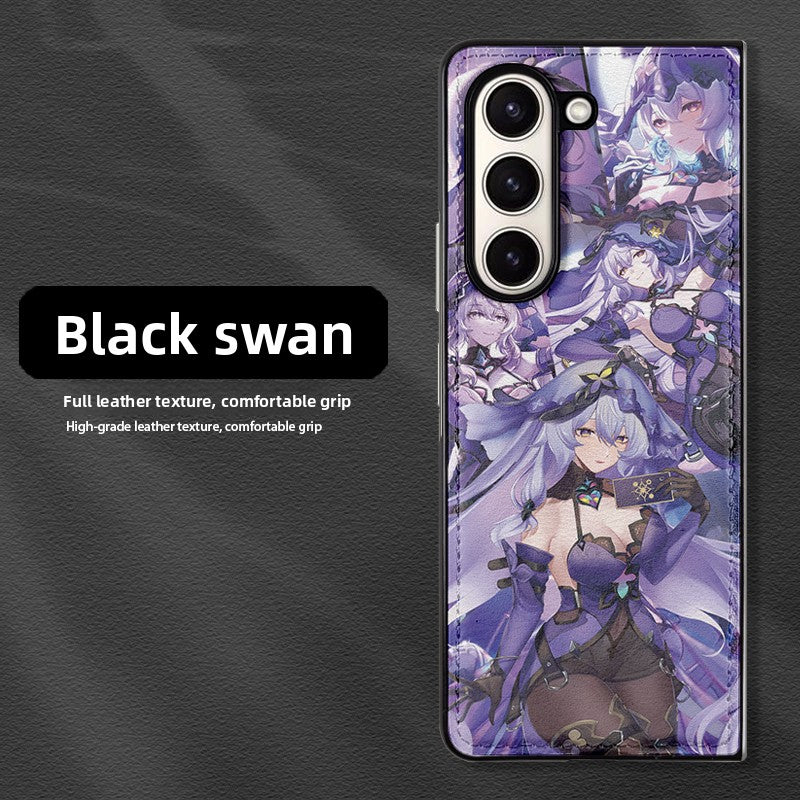 Honkai Leather Pattern Folding Screen Protective  Samsung Phone Case