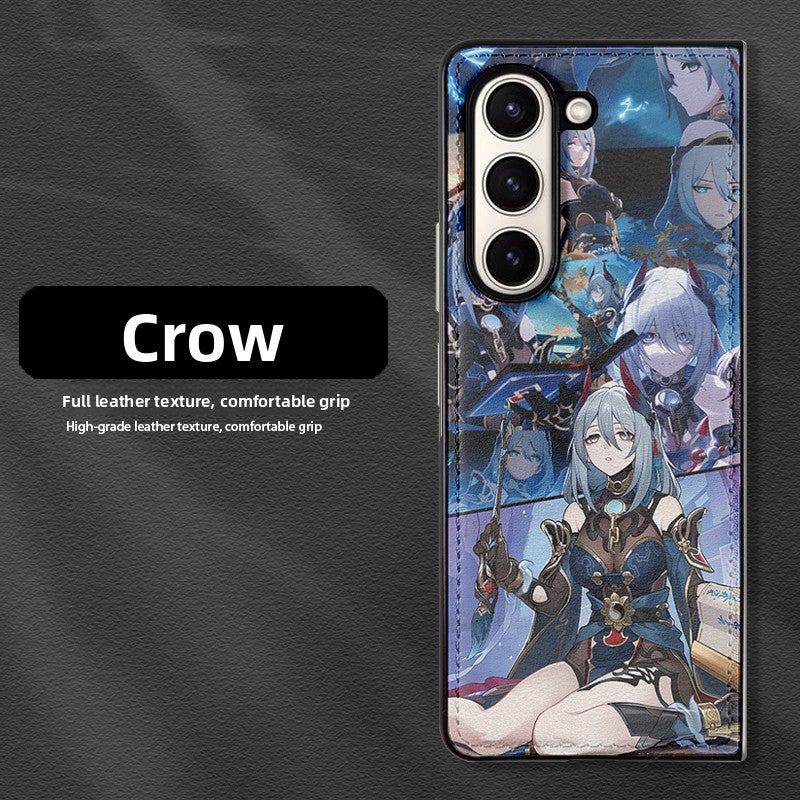 Honkai Leather Pattern Folding Screen Protective  Samsung Phone Case