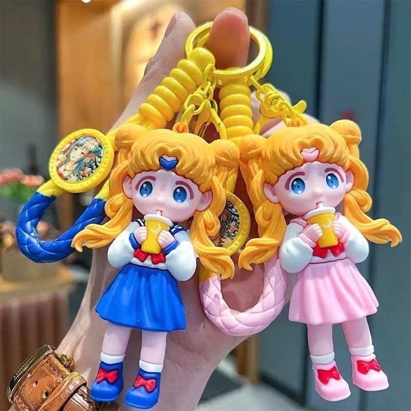 Cute Sailor Moon Phone Case Keychain Female Delicate Key Chain Pendant Car Key School Bag Pendant Gift