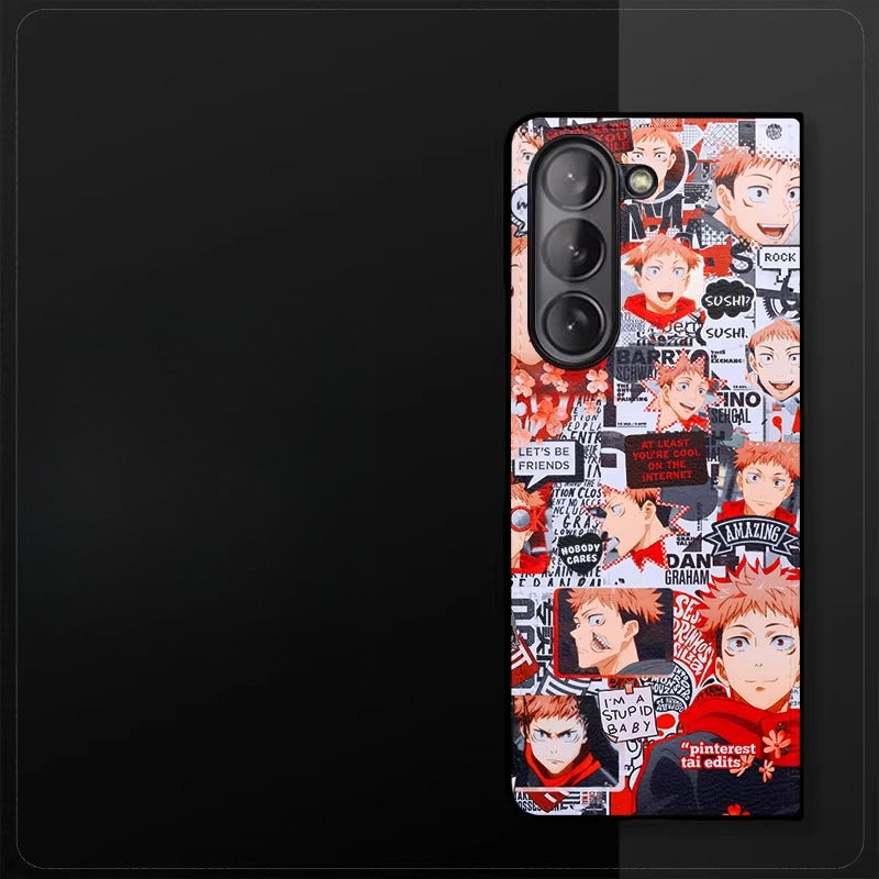 Jujutsu Kaisen Leather Texture TPU+PC Shockproof Samsung Phone Case