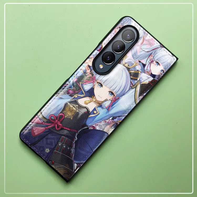 Genshin Impact Leather Texture Anti-Fall Protective Phone Case For Samsung