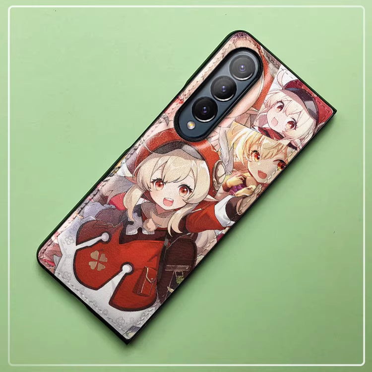 Genshin Impact Leather Texture Anti-Fall Protective Phone Case For Samsung