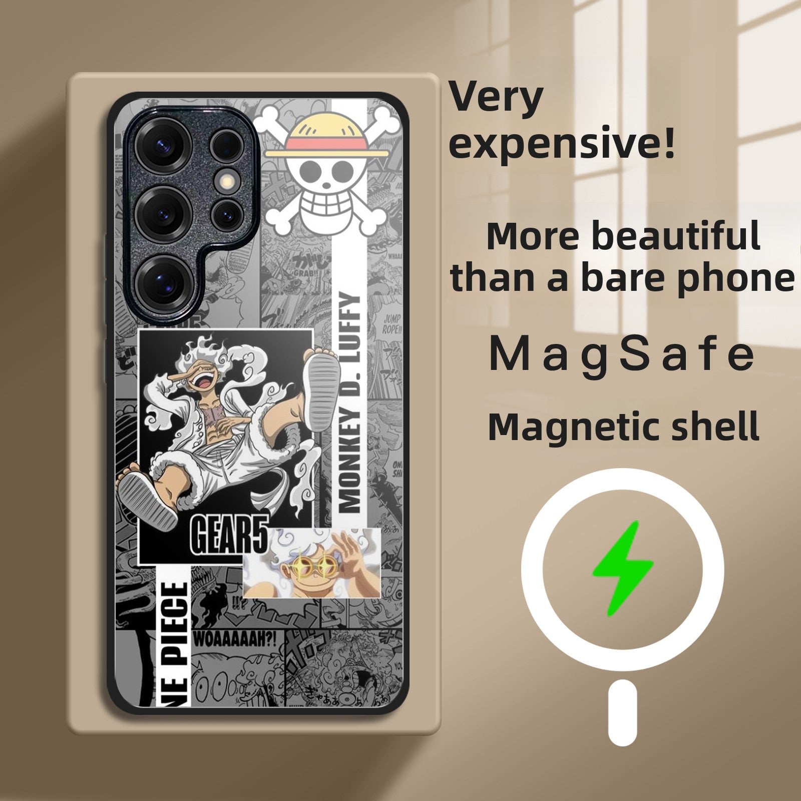 One Piece Magnetic Frosted Samsung Flip Phone Case