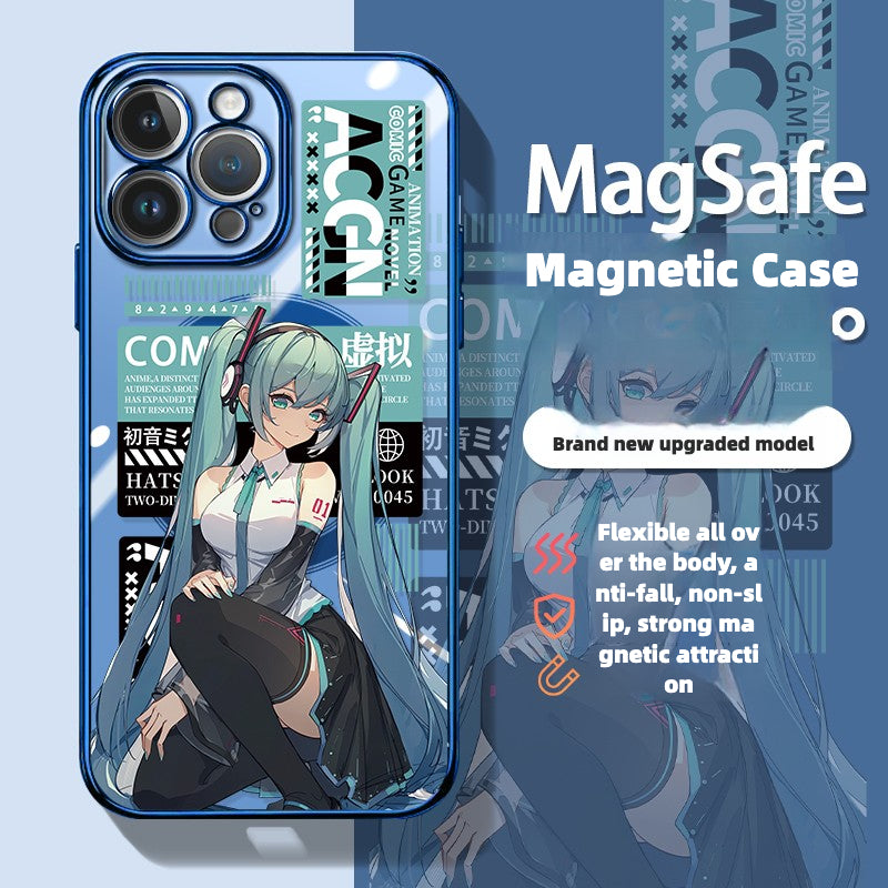 New Hatsune Miku Magsafe Magnetic Mobile Phone Case for Apple with Electroplated Frame