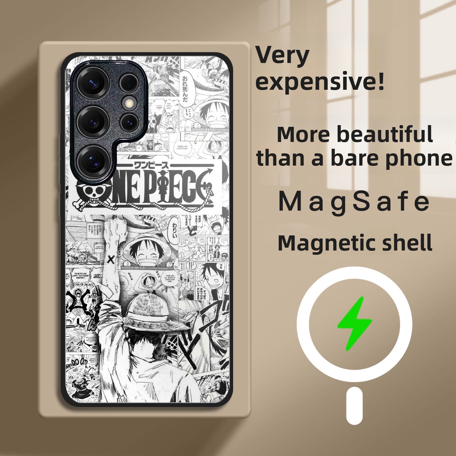 One Piece Magnetic Frosted Samsung Flip Phone Case