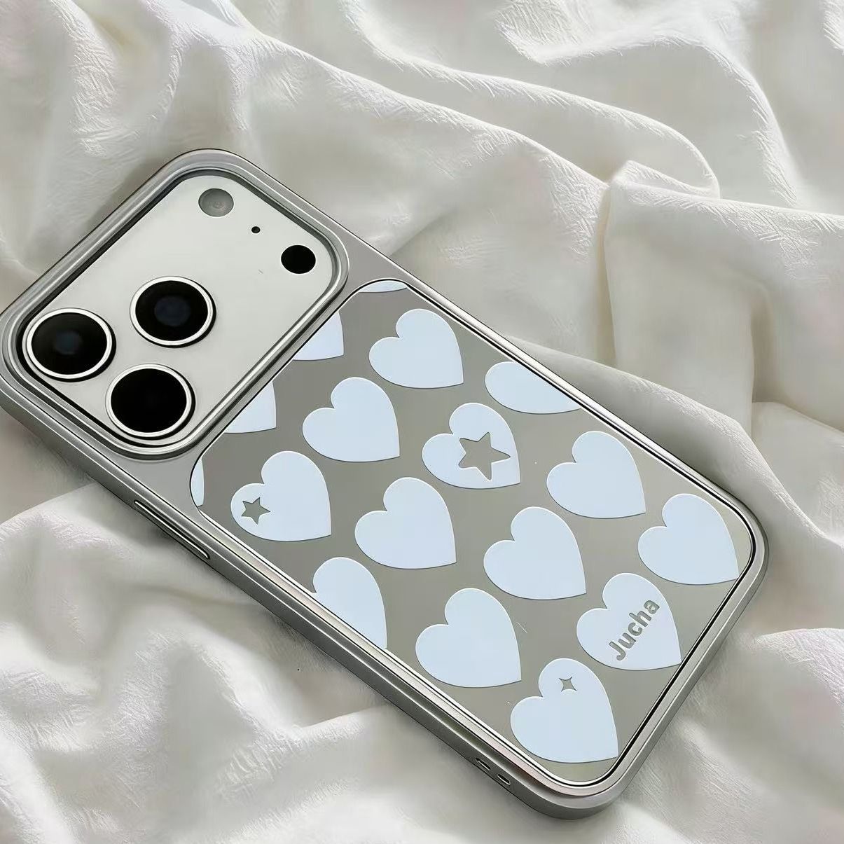 Mirror Hollow Love Heart Phone Case