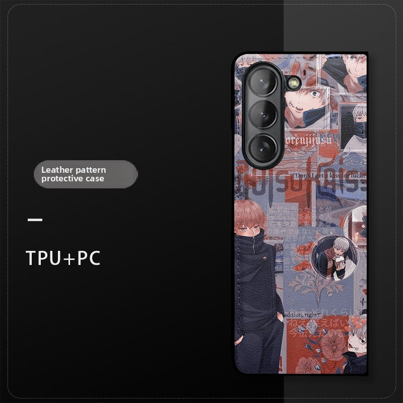 Jujutsu Kaisen Leather Pattern Shockproof Phone Case For Samsung Flip