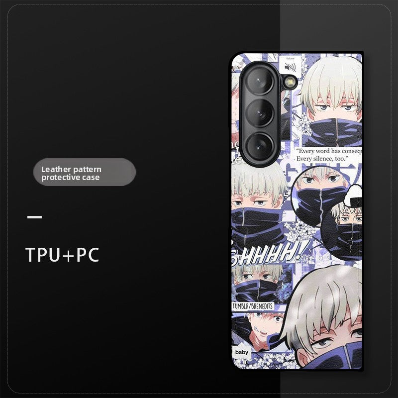 Jujutsu Kaisen Leather Pattern Shockproof Phone Case For Samsung Flip