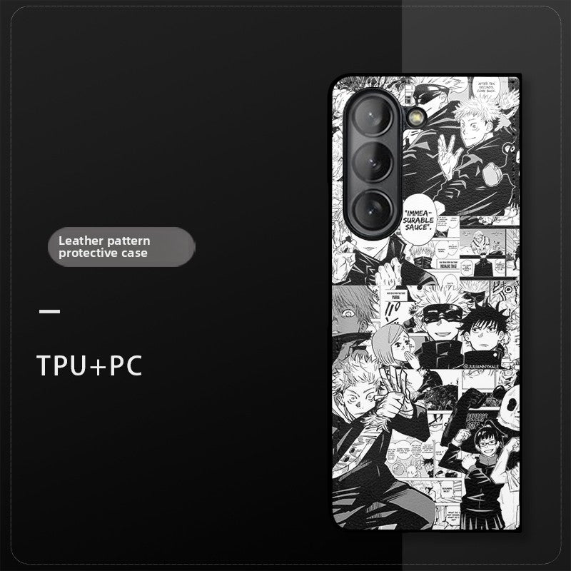 Jujutsu Kaisen Leather Pattern Shockproof Phone Case For Samsung Flip