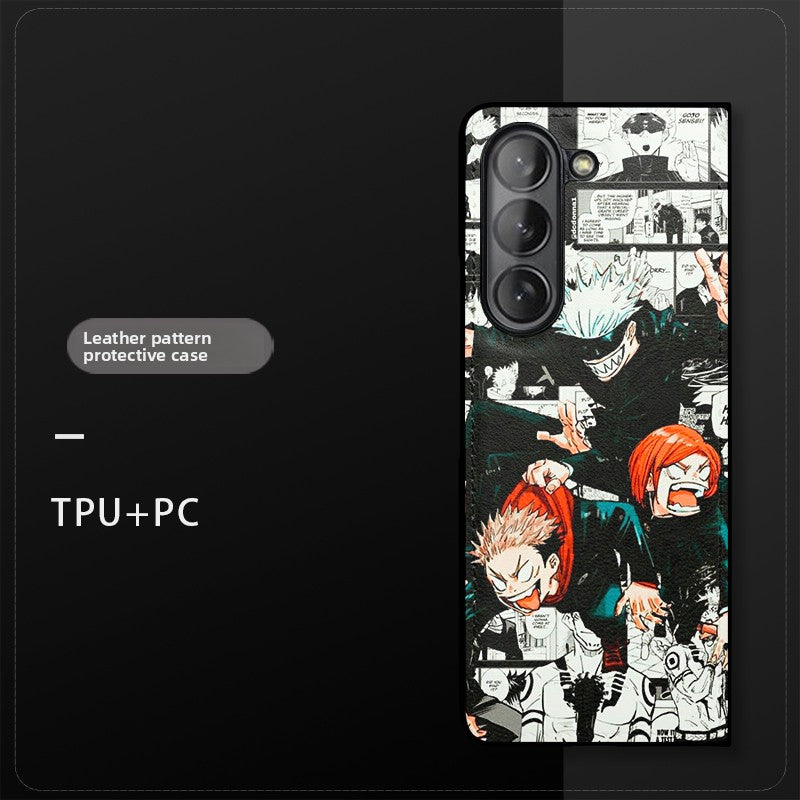 Jujutsu Kaisen Leather Pattern Shockproof Phone Case For Samsung Flip