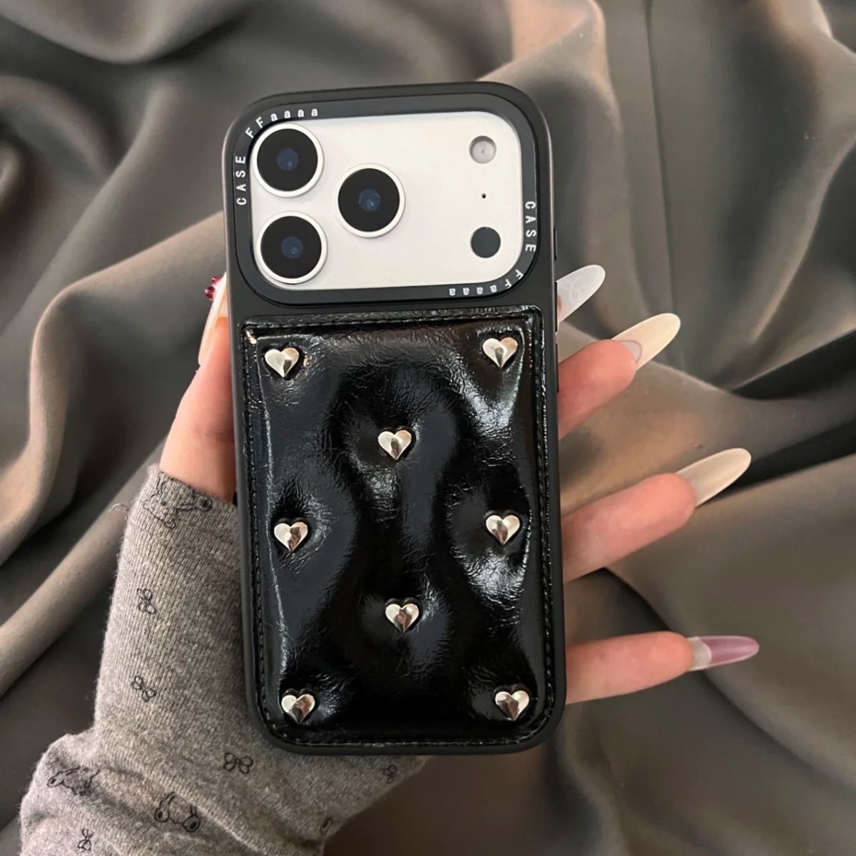 Niche Multi 3D Silver Heart Shockproof Phone Case