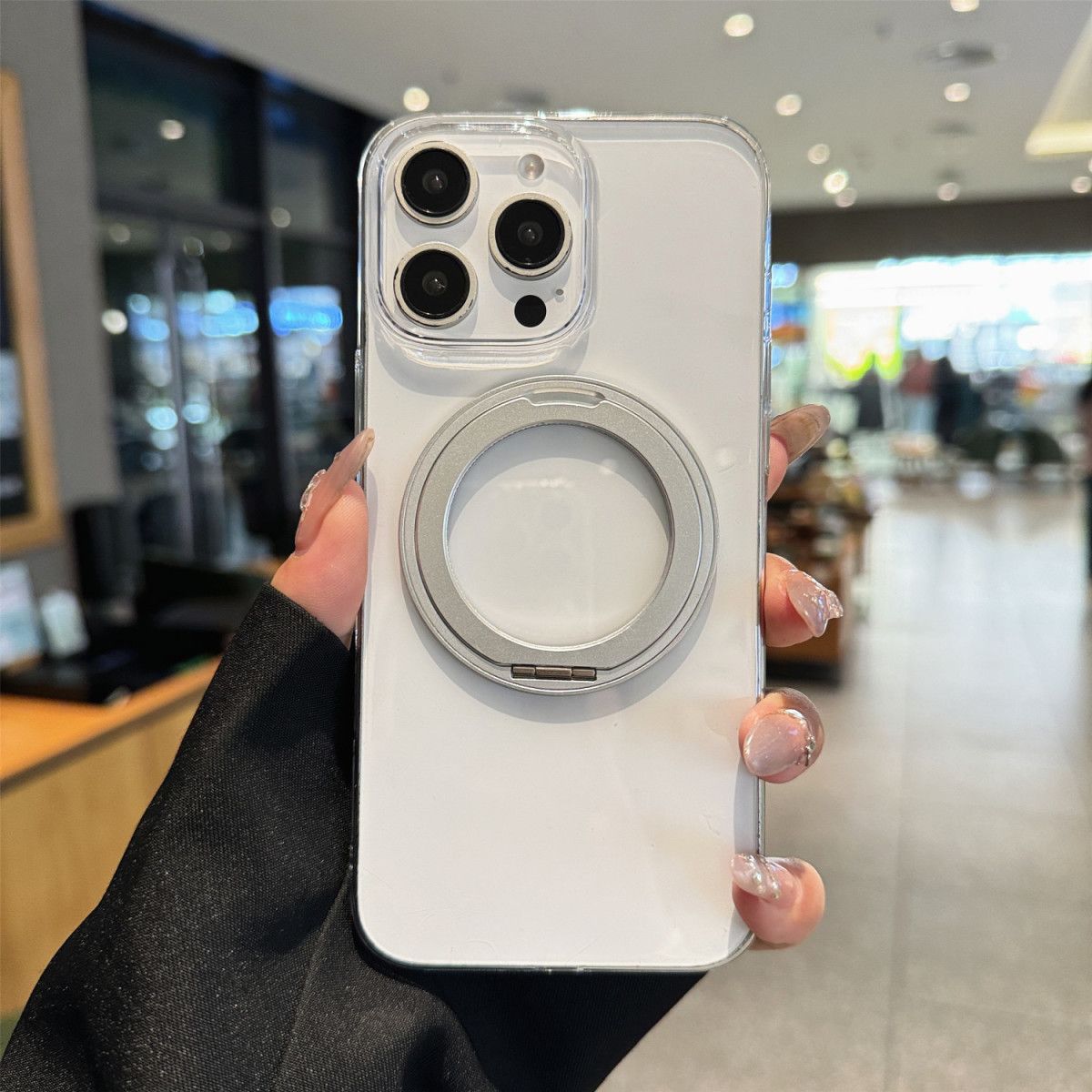 Simple Transparent 360° Rotating Stand Magsafe Phone Case