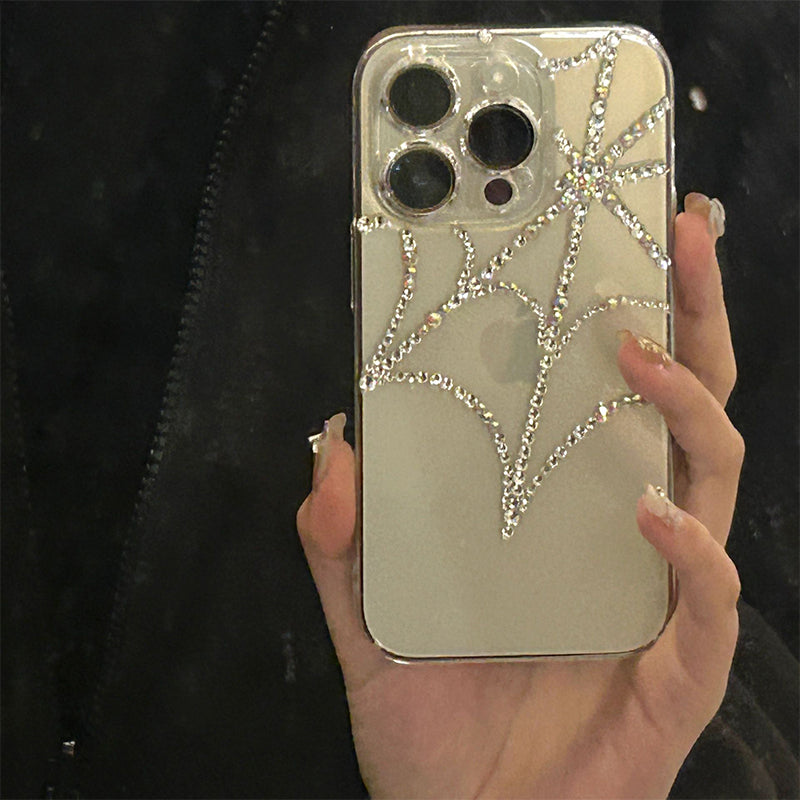 Personalized Rhinestone Spider Web Shockproof Phone Case