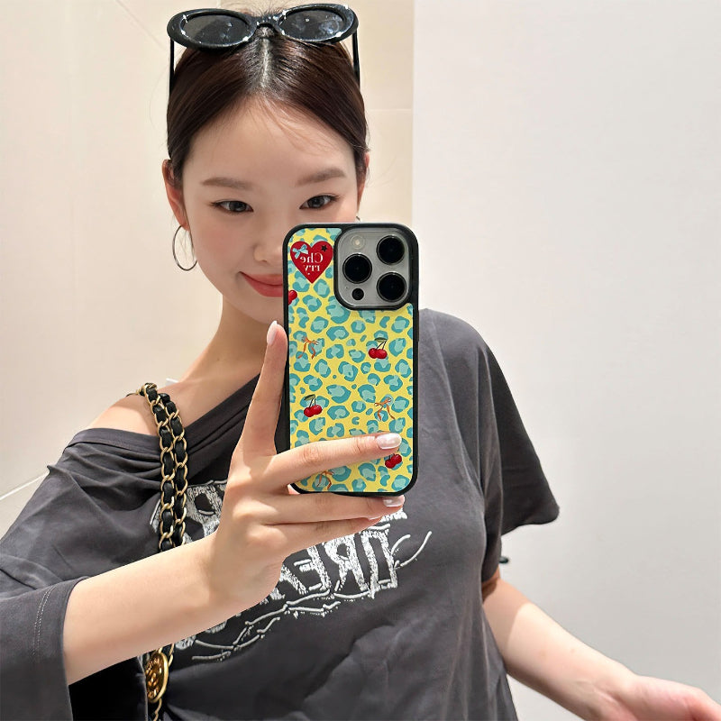 Heart Leopard Print Cherry Magsafe Phone Case
