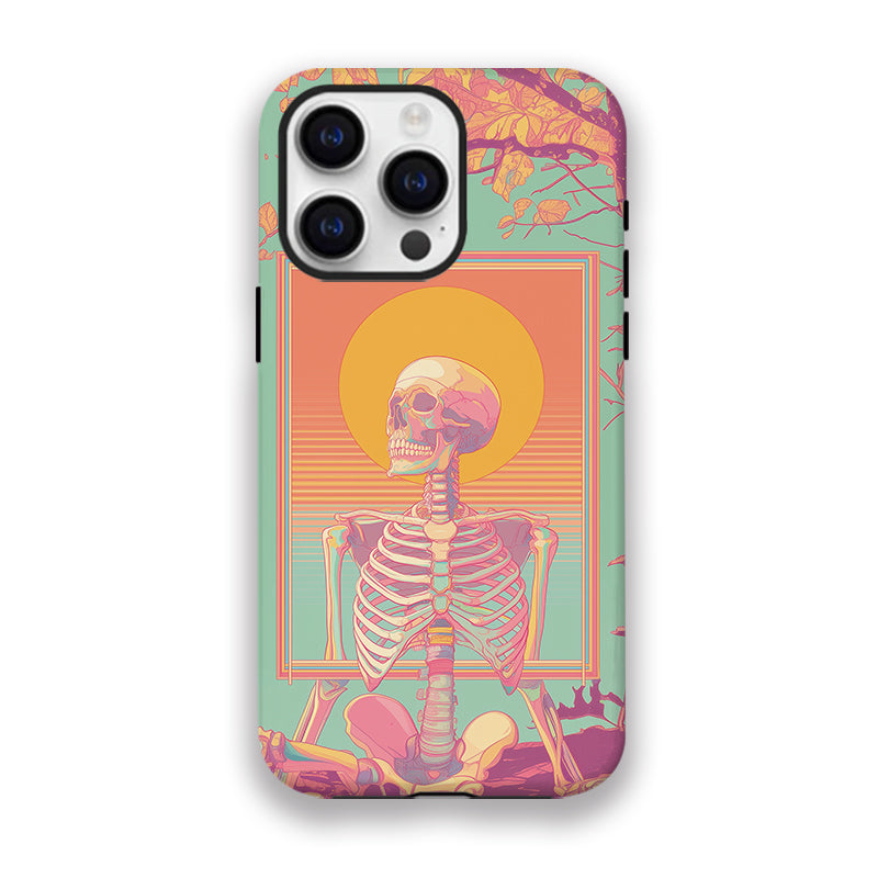 Sunset Skull Pink Girly Heart Phone Case