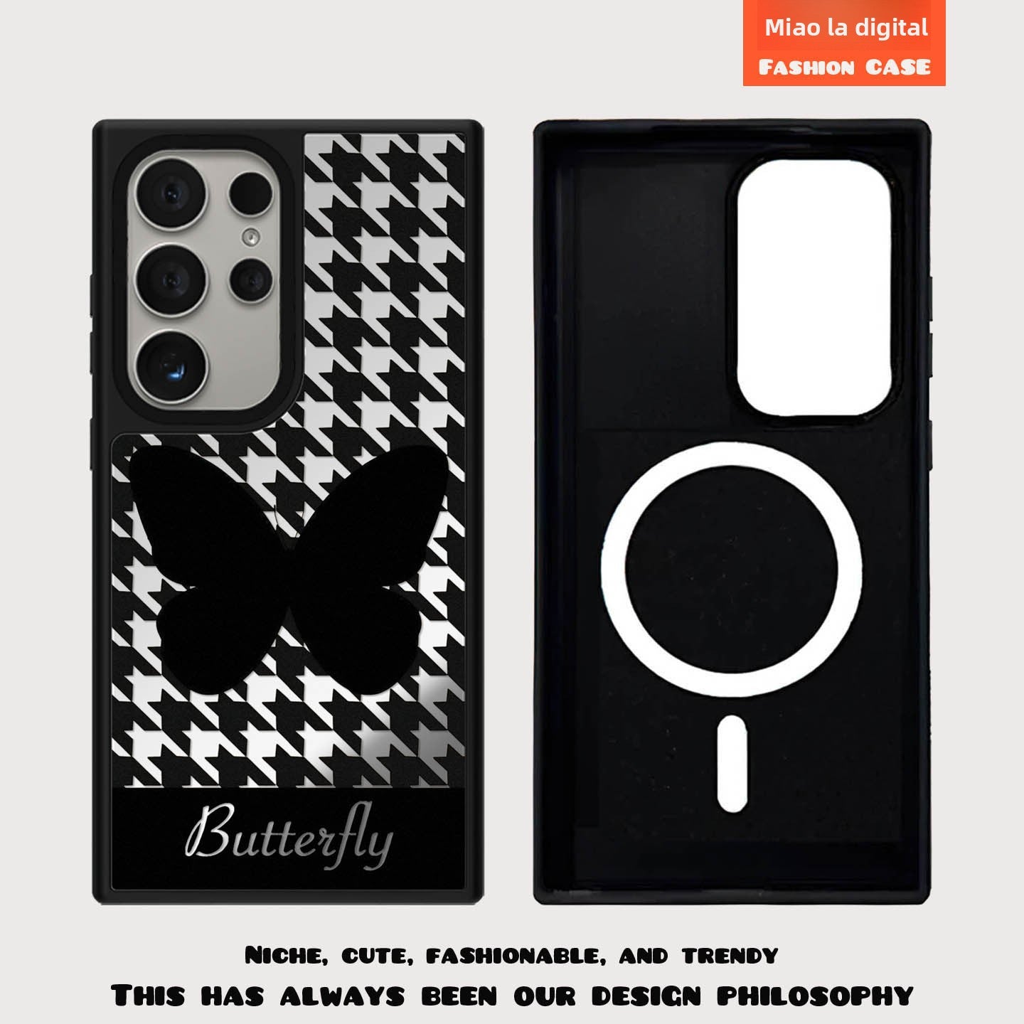Butterfly Heart Magnetic Shockproof Phone Case For Samsung Phones