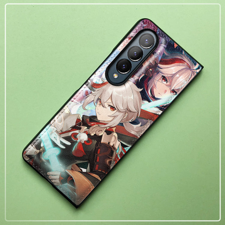 Genshin Impact Texture Leather Phone Case For Samsung Mobile Phones