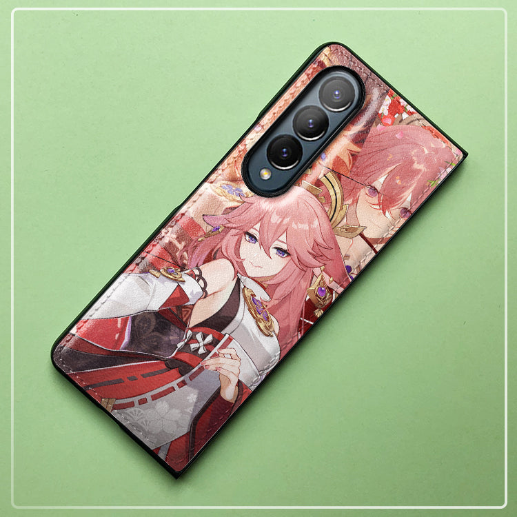 Genshin Impact Texture Leather Phone Case For Samsung Mobile Phones