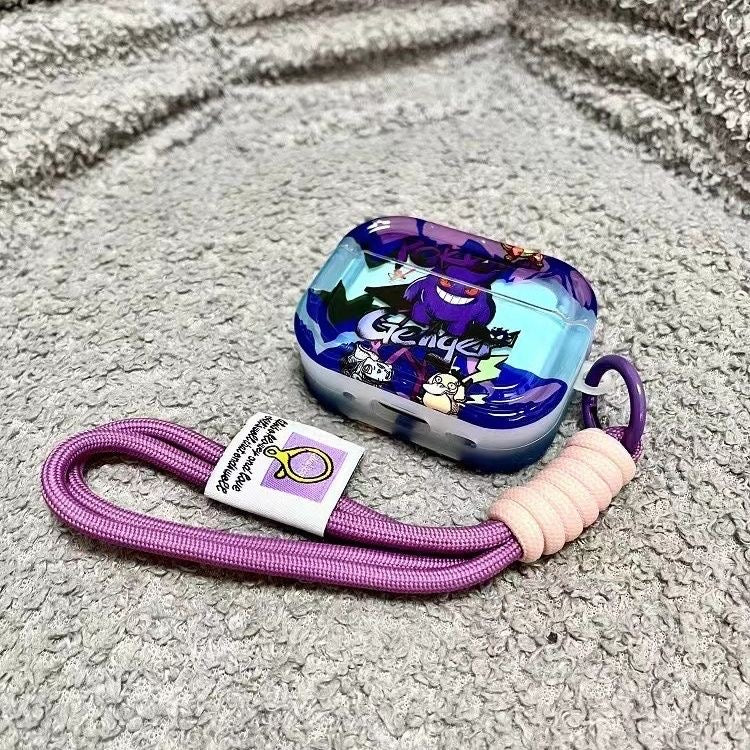 Estuche para Airpods morado con llavero y funda de Anime Gengar