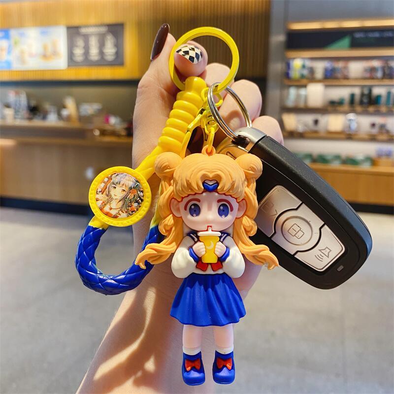 Cute Sailor Moon Phone Case Keychain Female Delicate Key Chain Pendant Car Key School Bag Pendant Gift