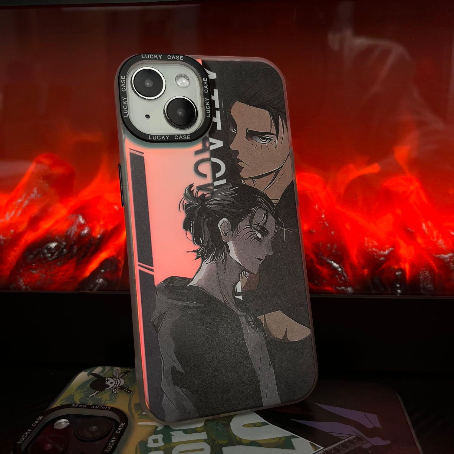 Attack on Titan Eren Yeager Laser Anime Case Anti-drop for IPhone - HelloAnimeCases