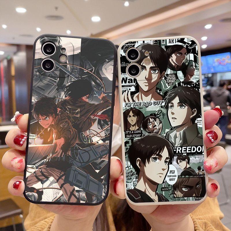 Funda para teléfono de Attack on Titan Eren Yeager con borde recto Anime