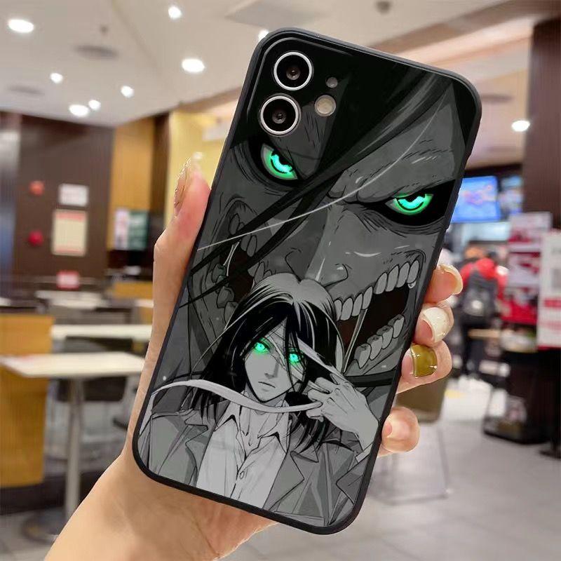 Funda para teléfono de Attack on Titan Eren Yeager con borde recto Anime