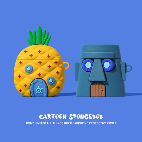 Cartoon Square Pineapple House AirPods Pro Case Soft Silicone - HelloAnimeCases