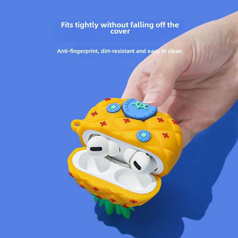 Cartoon Square Pineapple House AirPods Pro Case Soft Silicone - HelloAnimeCases